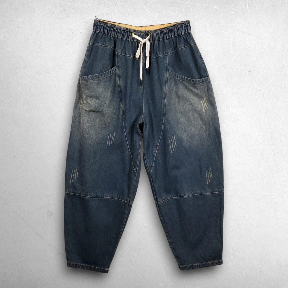 Loose Jeans Women 16 Blue Boho Lagenlook Slouchy Harem Balloon Distressed BUYKUD